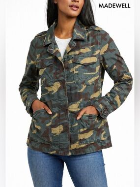 Madewell Camo Utility Jacket XS Military Field Jacket Lightweight Army Green